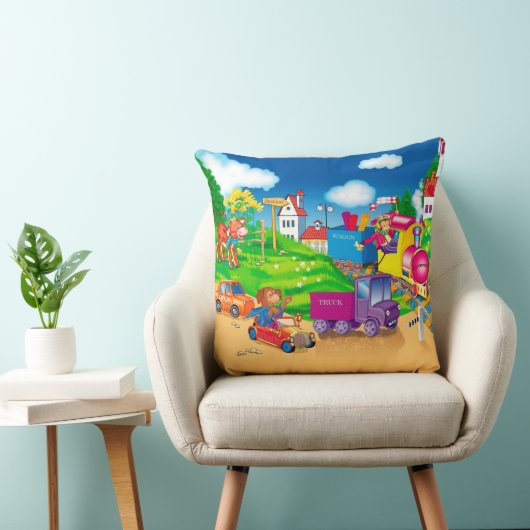 列車と車 クッション (椅子)