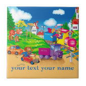 列車と車 タイル (正面)