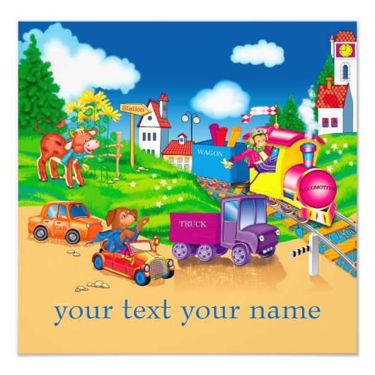 列車と車 フォトプリント            (正面)