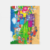 列車と車 フリースブランケット (正面)