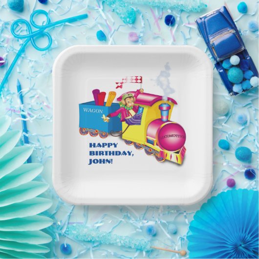 列車と車 ペーパープレート (パーティー)