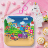 列車と車 ペーパープレート (パーティー)