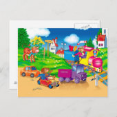 列車と車 ポストカード (正面/裏面)