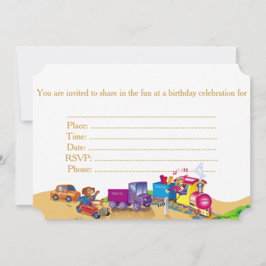 列車と車 招待状 (裏面)