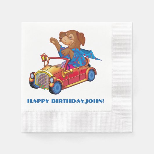 列車と車 縁ありカクテルナプキン (正面)