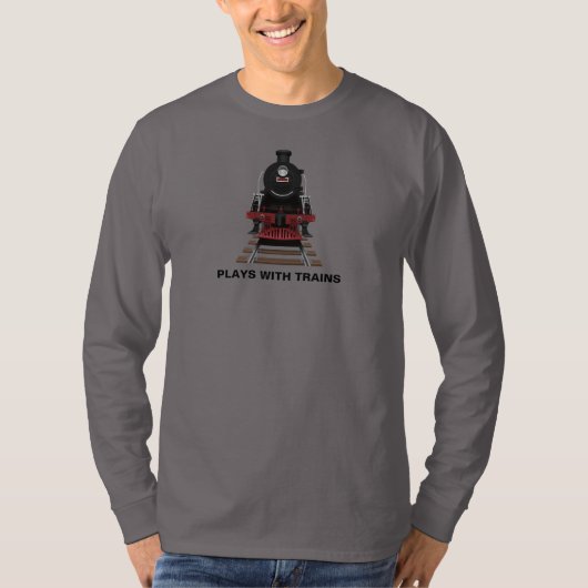 列車と遊ぶ機関車 もしくはカスタムテキスト Tシャツ (正面)