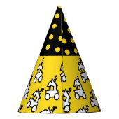 列車と黄色の水玉模様誕生日パーティーハット パーティーハット (裏面)