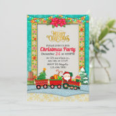 列車に乗ったサンタクロースとプレゼントとクリスマスツリー シーズンカード (スタンド正面)