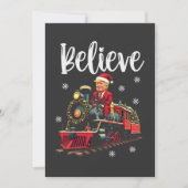 列車に乗って生きるトランプのクリスマスサンタエプロン サンキューカード (正面)