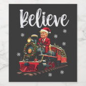 列車に乗って生きるトランプのクリスマスサンタエプロン ワインラベル (シングルラベル)
