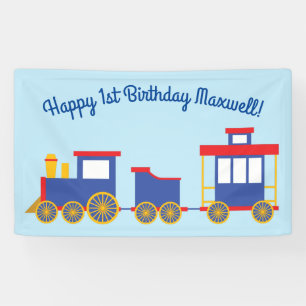 列車のかわいいChoo-Chooの第1誕生会のテーマ 横断幕