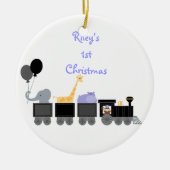 列車のオーナメントのベビー動物 セラミックオーナメント (正面)