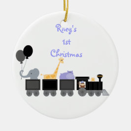 列車のオーナメントのベビー動物 セラミックオーナメント