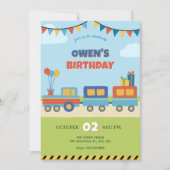 列車のカラフル誕生日 招待状 (正面)