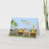 列車のグリーティングカードに登場するサファリジャングルの動物 カード (正面)