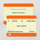 列車のチケットにインスパイアされた | ゲイウェディングの結婚式場案内 招待状 (正面/裏面)