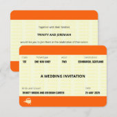 列車のチケットにインスパイアされた | 結婚式 招待状 (正面/裏面)