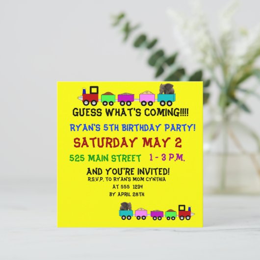 列車のテーマの誕生日の招待 招待状 (スタンド正面)