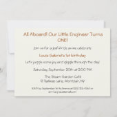 列車のドライバー1stバースデーボーイテーマ 招待状 (裏面)
