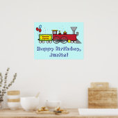 列車のハッピーバースデーポスター名のカスタマイズ可能 ポスター (キッチン)