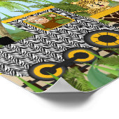 列車のバナーにサファリジャングルの動物たち ポスター (角)