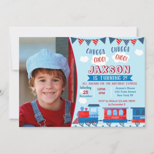 列車のバースデーパーティ招待状 招待状 (正面)