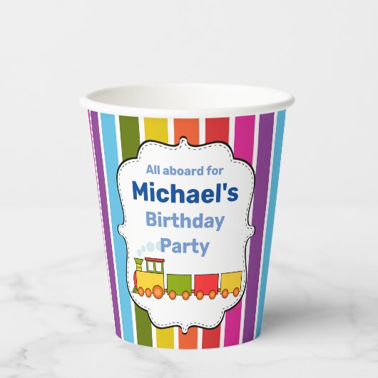 列車のパーソナライズされた誕生日 紙コップ (正面)