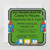 列車のパーティの招待状のカスタムすべて 招待状 (裏面)