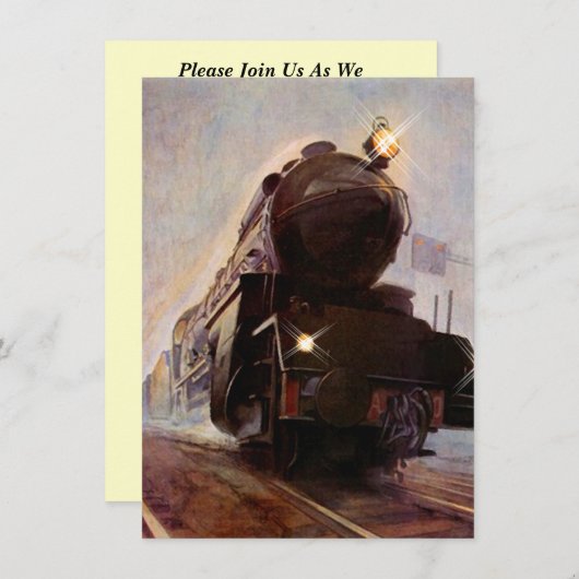 列車のパーティの招待状の退職の誕生日を均等にすること 招待状 (正面/裏面)