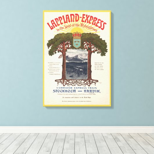 列車のビンテージ表現ポスター キャンバスプリント (インサイチュ (ウッドフロア))