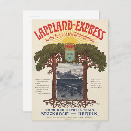 列車のビンテージ表現ポスター ポストカード (正面/裏面)