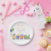 列車のベビーシャワーの動物 ペーパープレート (パーティー)