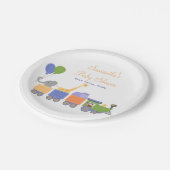 列車のベビーシャワーの動物 ペーパープレート (アングル)