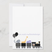 列車のベビーシャワー招待状のベビー動物 招待状 (裏面)