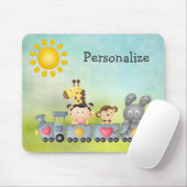 列車のマウスパッドのかわいい動物及び女の子 マウスパッド (マウス)