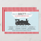 列車のロコモーティブのコンダクターの誕生会 招待状 (正面/裏面)