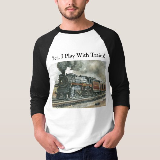 列車のワイシャツ- 3/4の袖のRaglan Tシャツ (正面)