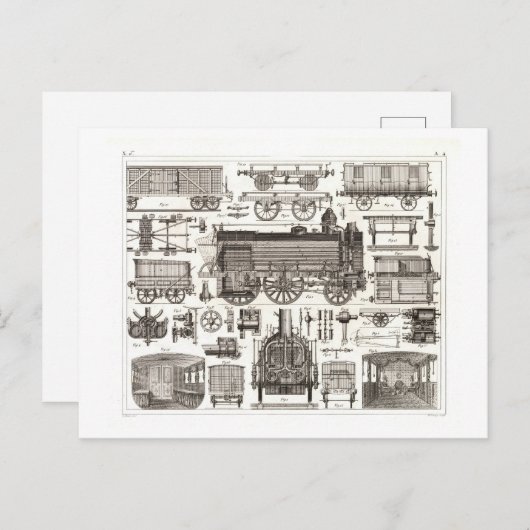 列車のヴィンテージ ポストカード (正面/裏面)