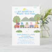 列車の中で恐竜が泳ぎ去る誕生日 招待状 (スタンド正面)