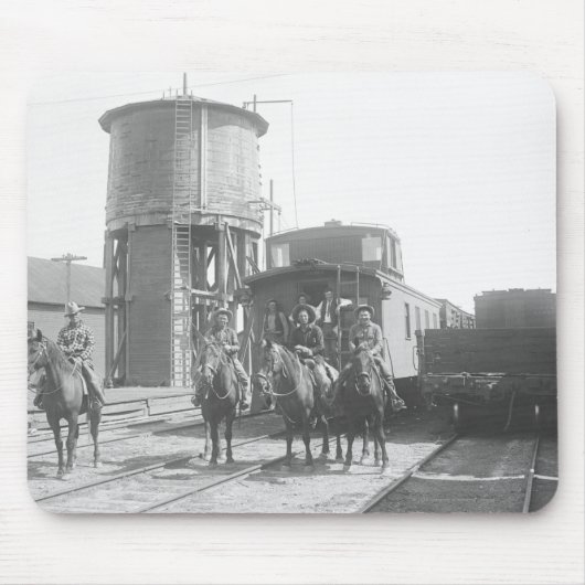 列車の前に提起している馬のカウボーイ マウスパッド (正面)