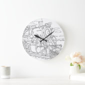 列車の壁掛け ラージ壁時計 (ホーム)