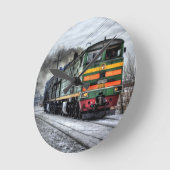 列車の恋人のためのディーゼル機関車のギフト ラウンド壁時計 (傾斜)