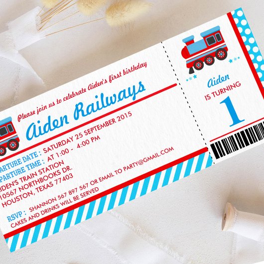 列車の搭乗券の誕生日パーティーの招待状 招待状