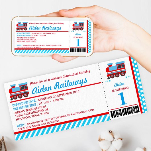 列車の搭乗券の誕生日パーティーの招待状 招待状