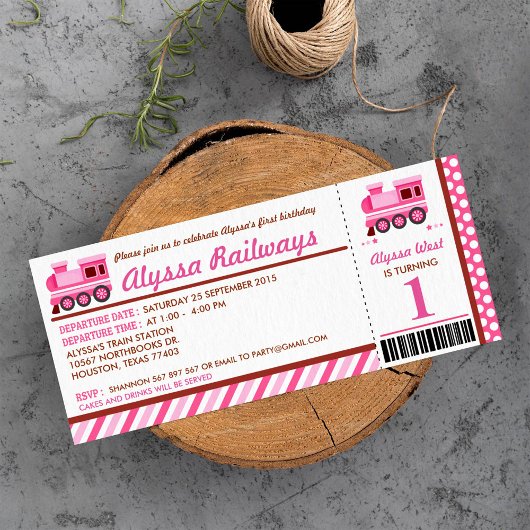 列車の搭乗券の誕生日パーティーの招待状 招待状