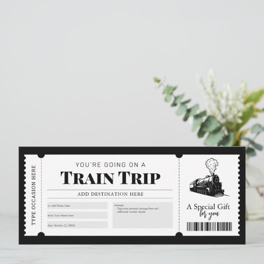 列車の旅の搭乗パスチケットギフト券 招待状 (スタンド正面)