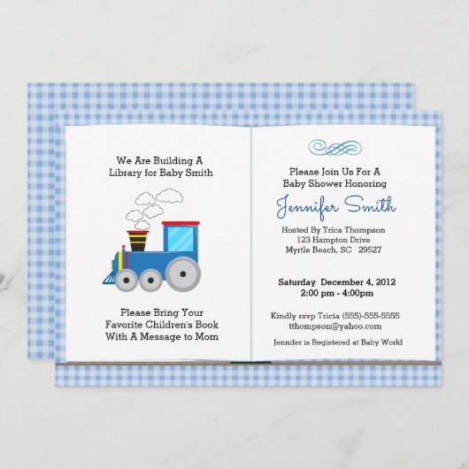 列車の本テーマベビーシャワー招待状 招待状 (正面/裏面)