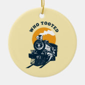 列車の機関士と鉄道機関車を乗っ取った人 セラミックオーナメント (正面)