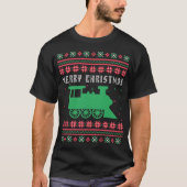 列車の機関車の醜いクリスマスセーター Tシャツ (正面)