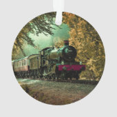 列車の機関車レトロヴィンテージ紅葉 オーナメント (裏面)